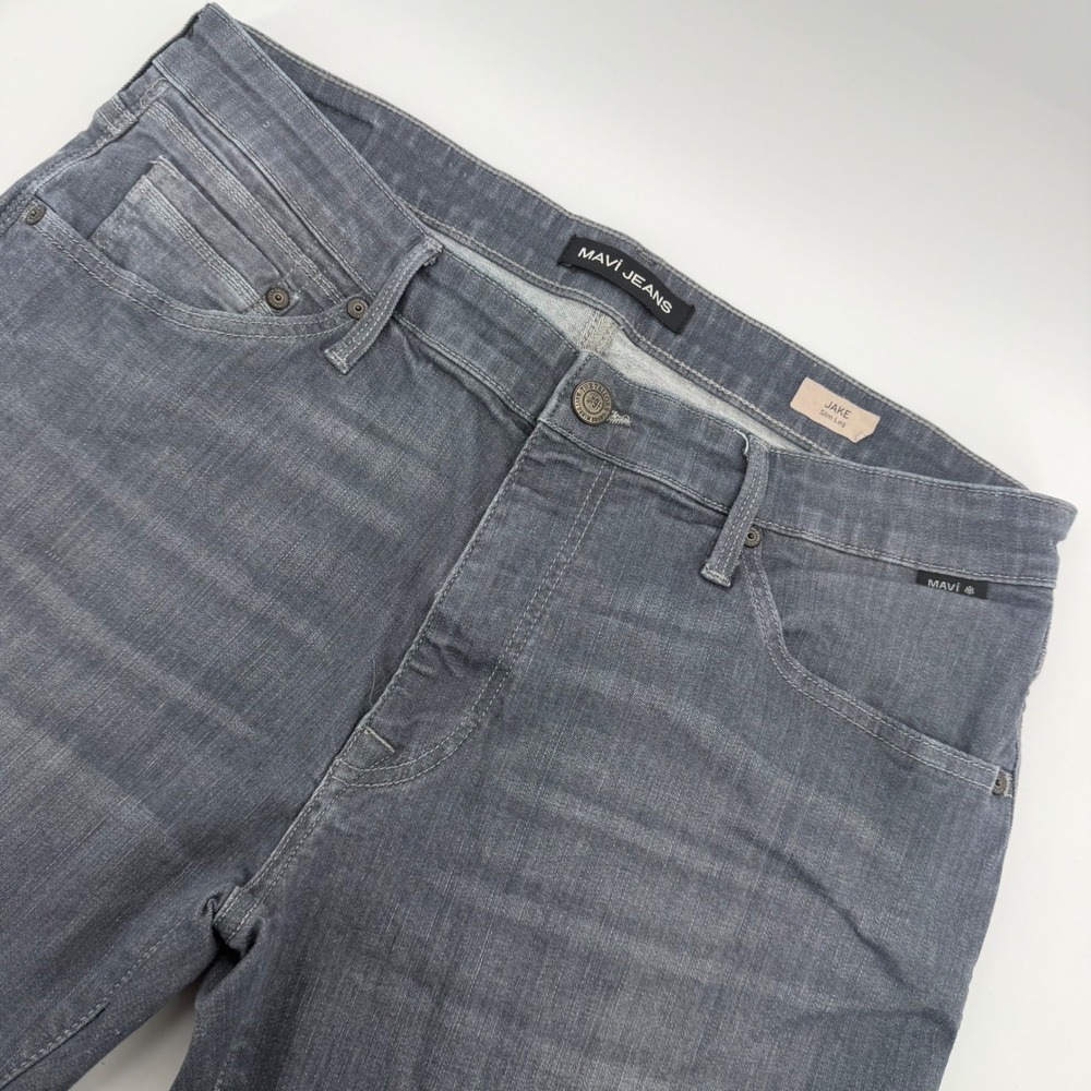 Mavi Jake Slim Leg Jeans Mens 36x34 Grey Stretch Denim Pants ASU12246